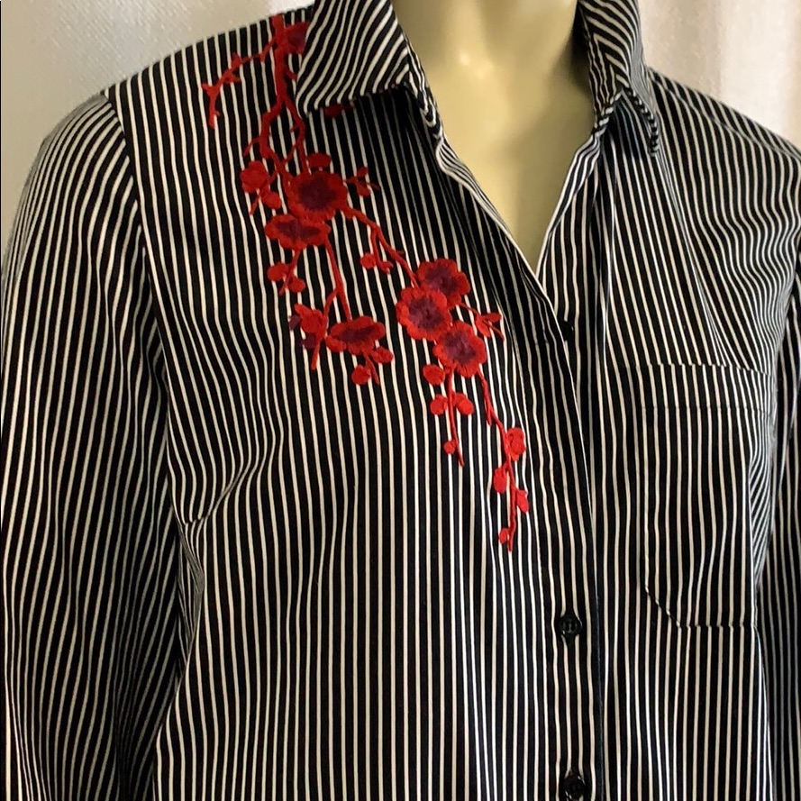 Embroidered Striped Blouse